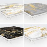 4'lü Renkli Zemin Üzerinde Gold Detaylı Soyut Çizimli Modern Fermuarlı Sandalye Minderi Seti Realhomes