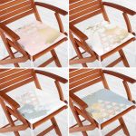 4'lü Renkli Zemin Üzerinde Geometrik Çizimli Modern Fermuarlı Sandalye Minderi Seti Realhomes