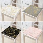 - RealHomes Fermuarlı Sandalye Minderi - Realhomes 4'lü Renkli Zemin Üzerinde Gold Detaylı Mermer Desenli Modern Fermuarlı Sandalye Minderi Seti Realhomes