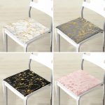 - RealHomes Fermuarlı Sandalye Minderi - Realhomes 4'lü Renkli Zemin Üzerinde Gold Detaylı Mermer Desenli Modern Fermuarlı Sandalye Minderi Seti Realhomes