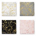 - RealHomes Fermuarlı Sandalye Minderi - Realhomes 4'lü Renkli Zemin Üzerinde Gold Detaylı Mermer Desenli Modern Fermuarlı Sandalye Minderi Seti Realhomes