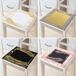 - RealHomes Fermuarlı Sandalye Minderi - Realhomes 4'lü Renkli Zemin Üzerinde Gold Detaylı Mermer Desenli Modern Fermuarlı Sandalye Minderi Seti Realhomes