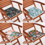 - RealHomes Fermuarlı Sandalye Minderi - Realhomes  4'lü Renkli Zemin Üzerinde Çiçek Desenli Modern Fermuarlı Sandalye Minderi Seti Realhomes