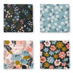 - RealHomes Fermuarlı Sandalye Minderi - Realhomes  4'lü Renkli Zemin Üzerinde Çiçek Desenli Modern Fermuarlı Sandalye Minderi Seti Realhomes