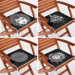 4'lü Siyah Beyaz Medusa Tasarımlı Fermuarlı Sandalye Minderi Seti Realhomes