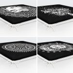 4'lü Siyah Beyaz Medusa Tasarımlı Fermuarlı Sandalye Minderi Seti Realhomes