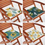 4'lü Renkli Zemin Üzerinde Yaprak Desenli Modern Fermuarlı Sandalye Minderi Seti Realhomes