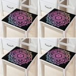- RealHomes Fermuarlı Sandalye Minderi - Realhomes  4'lü Neon Mandala Tasarım Dijital Baskılı Modern Fermuarlı Sandalye Minderi Seti Realhomes