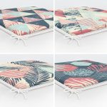 - RealHomes Fermuarlı Sandalye Minderi - Realhomes 4'lü Renkli Zemin Üzerinde Geometrik Çizimli Modern Fermuarlı Sandalye Minderi Seti Realhomes