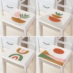 4'lü Beyaz Zemin Üzerinde Onedraw Çizimli Modern Fermuarlı Sandalye Minderi Seti Realhomes