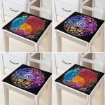 - RealHomes Fermuarlı Sandalye Minderi - Realhomes 4'lü Denge İkon Motif Tasarımlı Dekoratif Fermuarlı Sandalye Minderi Seti Realhomes