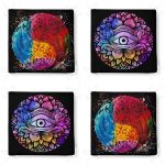 - RealHomes Fermuarlı Sandalye Minderi - Realhomes 4'lü Denge İkon Motif Tasarımlı Dekoratif Fermuarlı Sandalye Minderi Seti Realhomes