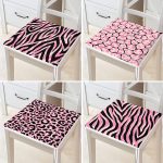 4'lü Renkli Zemin Üzerinde Zebra Desenli Modern Fermuarlı Sandalye Minderi Seti Realhomes