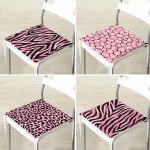 4'lü Renkli Zemin Üzerinde Zebra Desenli Modern Fermuarlı Sandalye Minderi Seti Realhomes