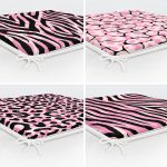 4'lü Renkli Zemin Üzerinde Zebra Desenli Modern Fermuarlı Sandalye Minderi Seti Realhomes