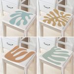 4'lü Renkli Zemin Üzerinde Onedraw Çizimli Modern Fermuarlı Sandalye Minderi Seti Realhomes