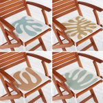 4'lü Renkli Zemin Üzerinde Onedraw Çizimli Modern Fermuarlı Sandalye Minderi Seti Realhomes