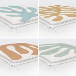 4'lü Renkli Zemin Üzerinde Onedraw Çizimli Modern Fermuarlı Sandalye Minderi Seti Realhomes