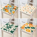 4'lü Renkli Zemin Üzerinde Onedraw Çizimli Modern Fermuarlı Sandalye Minderi Seti Realhomes