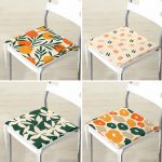 4'lü Renkli Zemin Üzerinde Onedraw Çizimli Modern Fermuarlı Sandalye Minderi Seti Realhomes