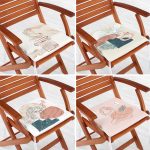 - RealHomes Fermuarlı Sandalye Minderi - Realhomes 4'lü Renkli Zemin Üzerinde Onedraw Çizimli Modern Fermuarlı Sandalye Minderi Seti Realhomes