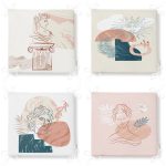 - RealHomes Fermuarlı Sandalye Minderi - Realhomes 4'lü Renkli Zemin Üzerinde Onedraw Çizimli Modern Fermuarlı Sandalye Minderi Seti Realhomes