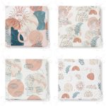 - RealHomes Fermuarlı Sandalye Minderi - Realhomes  4'lü Renkli Zemin Üzerinde Onedraw Çizimli Modern Fermuarlı Sandalye Minderi Seti Realhomes