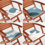 4'lü Renkli Zemin Üzerinde Onedraw Çizimli Modern Fermuarlı Sandalye Minderi Seti Realhomes