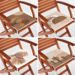 - RealHomes Fermuarlı Sandalye Minderi - Realhomes 4'lü Renkli Zemin Üzerinde Yaprak Desenli Modern Fermuarlı Sandalye Minderi Seti Realhomes