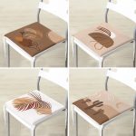 - RealHomes Fermuarlı Sandalye Minderi - Realhomes 4'lü Renkli Zemin Üzerinde Yaprak Desenli Modern Fermuarlı Sandalye Minderi Seti Realhomes