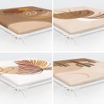 - RealHomes Fermuarlı Sandalye Minderi - Realhomes 4'lü Renkli Zemin Üzerinde Yaprak Desenli Modern Fermuarlı Sandalye Minderi Seti Realhomes