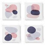 4'lü Beyaz Zemin Üzerinde Renkli Geometrik Desenli Modern Fermuarlı Sandalye Minderi Seti Realhomes