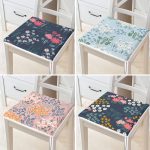 4'lü Renkli Zemin Üzerinde Çiçek Desenli Modern Fermuarlı Sandalye Minderi Seti Realhomes