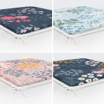 4'lü Renkli Zemin Üzerinde Çiçek Desenli Modern Fermuarlı Sandalye Minderi Seti Realhomes