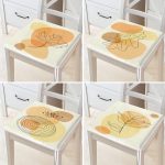 4'lü Renkli Zemin Üzerinde Onedraw Çizimli Modern Fermuarlı Sandalye Minderi Seti Realhomes