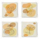 4'lü Renkli Zemin Üzerinde Onedraw Çizimli Modern Fermuarlı Sandalye Minderi Seti Realhomes