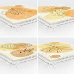 4'lü Renkli Zemin Üzerinde Onedraw Çizimli Modern Fermuarlı Sandalye Minderi Seti Realhomes