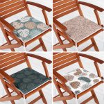 4'lü Renkli Zemin Üzerinde Onedraw Çizimli Yaprak Desenli Modern Fermuarlı Sandalye Minderi Seti Realhomes