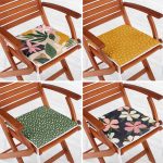 - RealHomes Fermuarlı Sandalye Minderi - Realhomes  4'lü Renkli Zemin Üzerinde Yaprak Desenli Modern Fermuarlı Sandalye Minderi Seti Realhomes