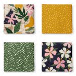 - RealHomes Fermuarlı Sandalye Minderi - Realhomes  4'lü Renkli Zemin Üzerinde Yaprak Desenli Modern Fermuarlı Sandalye Minderi Seti Realhomes