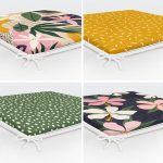 - RealHomes Fermuarlı Sandalye Minderi - Realhomes  4'lü Renkli Zemin Üzerinde Yaprak Desenli Modern Fermuarlı Sandalye Minderi Seti Realhomes