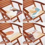 4'lü Renkli Zemin Üzerinde Onedraw Çizimli Afrika Kadın Desenli Modern Fermuarlı Sandalye Minderi Seti Realhomes