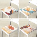 4'lü Renkli Zemin Üzerinde Onedraw Çizimli Afrika Kadın Desenli Modern Fermuarlı Sandalye Minderi Seti Realhomes