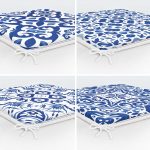 - RealHomes Fermuarlı Sandalye Minderi - Realhomes  4'lü Beyaz Zemin Üzerinde Çini Desenli Modern Fermuarlı Sandalye Minderi Seti Realhomes