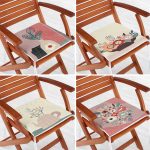 - RealHomes Fermuarlı Sandalye Minderi - Realhomes  4'lü Renkli Zemin Üzerinde Onedraw Çizimli Vazo Desenli Modern Fermuarlı Sandalye Minderi Seti Realhomes