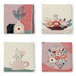 - RealHomes Fermuarlı Sandalye Minderi - Realhomes  4'lü Renkli Zemin Üzerinde Onedraw Çizimli Vazo Desenli Modern Fermuarlı Sandalye Minderi Seti Realhomes