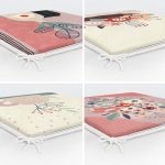 - RealHomes Fermuarlı Sandalye Minderi - Realhomes  4'lü Renkli Zemin Üzerinde Onedraw Çizimli Vazo Desenli Modern Fermuarlı Sandalye Minderi Seti Realhomes