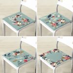 4'lü Renkli Zemin Üzerinde Çiçek Desenli Modern Fermuarlı Sandalye Minderi Seti Realhomes