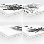 4'lü Beyaz Zeminde Ağaç Temalı Dijital Baskılı Modern Fermuarlı Sandalye Minderi Seti Realhomes