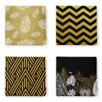 - RealHomes Fermuarlı Sandalye Minderi - Realhomes 4'lü Renkli Zemin Üzerinde Gold Detaylı Geometrik Desenli Modern Fermuarlı Sandalye Minderi Seti Realhomes